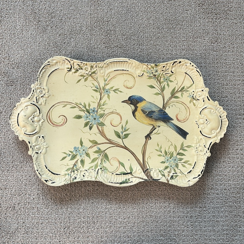 Pier 1 Yellow and Blue Bird Decorative Tray
